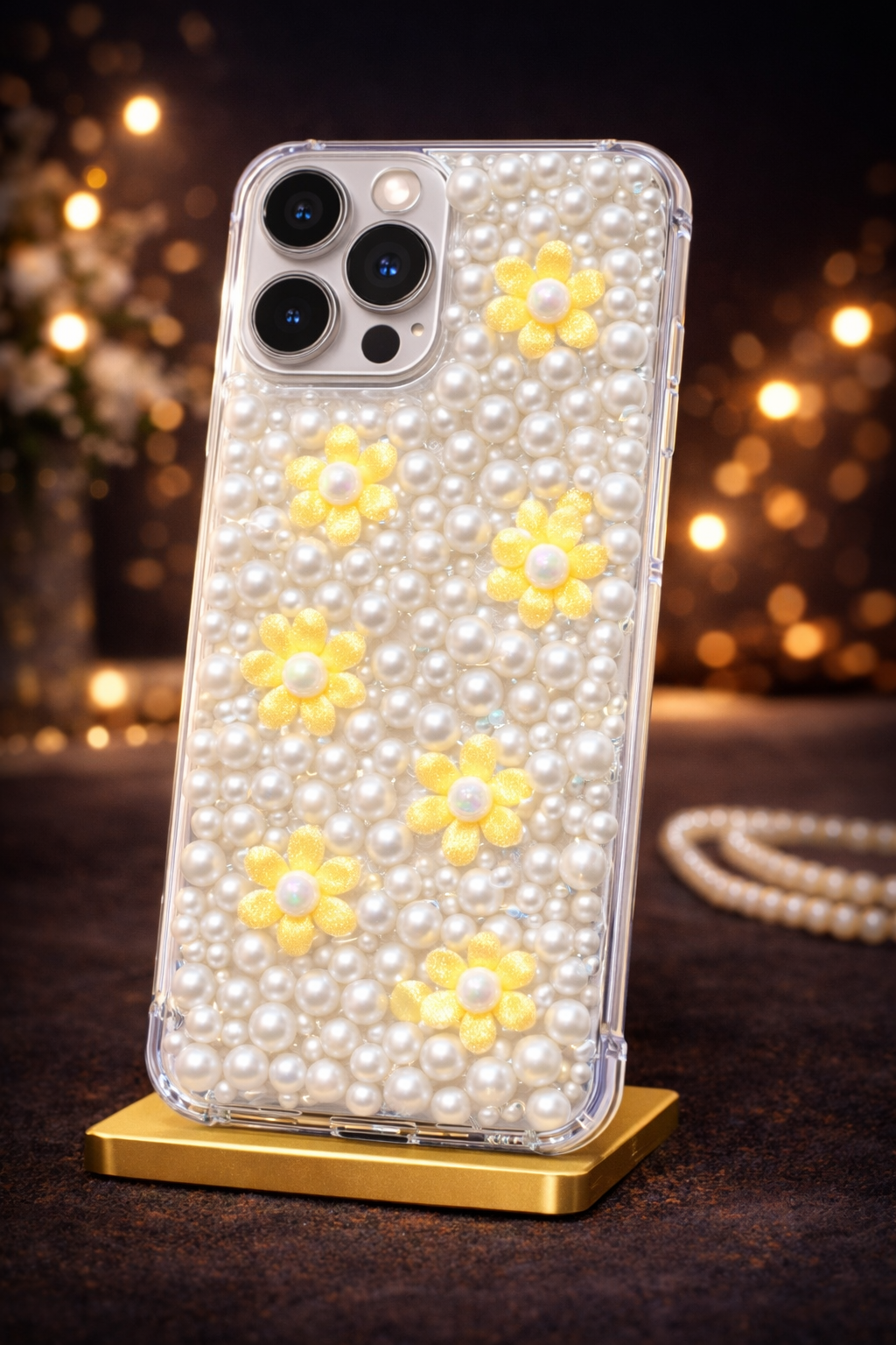 🌼 Golden Pearl Daisy Luxe Case 🌼
