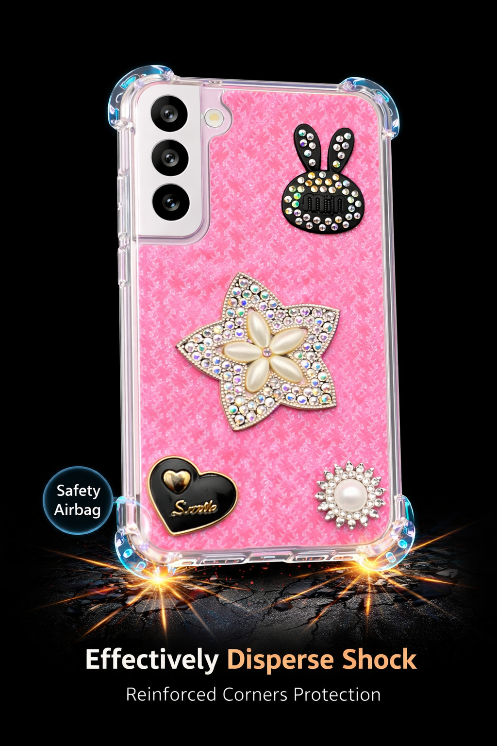 🌸 Pink Crystal Bunny Bloom Case 🌸