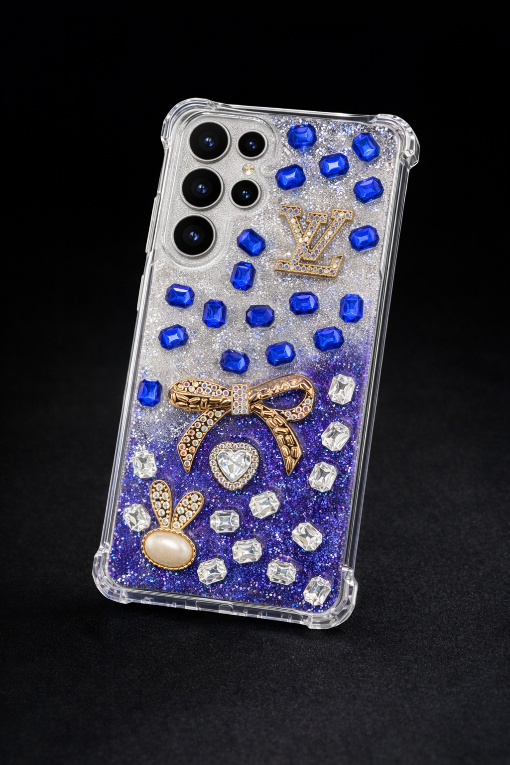 Royal Blue Crystal Bow – Luxury Shockproof Case