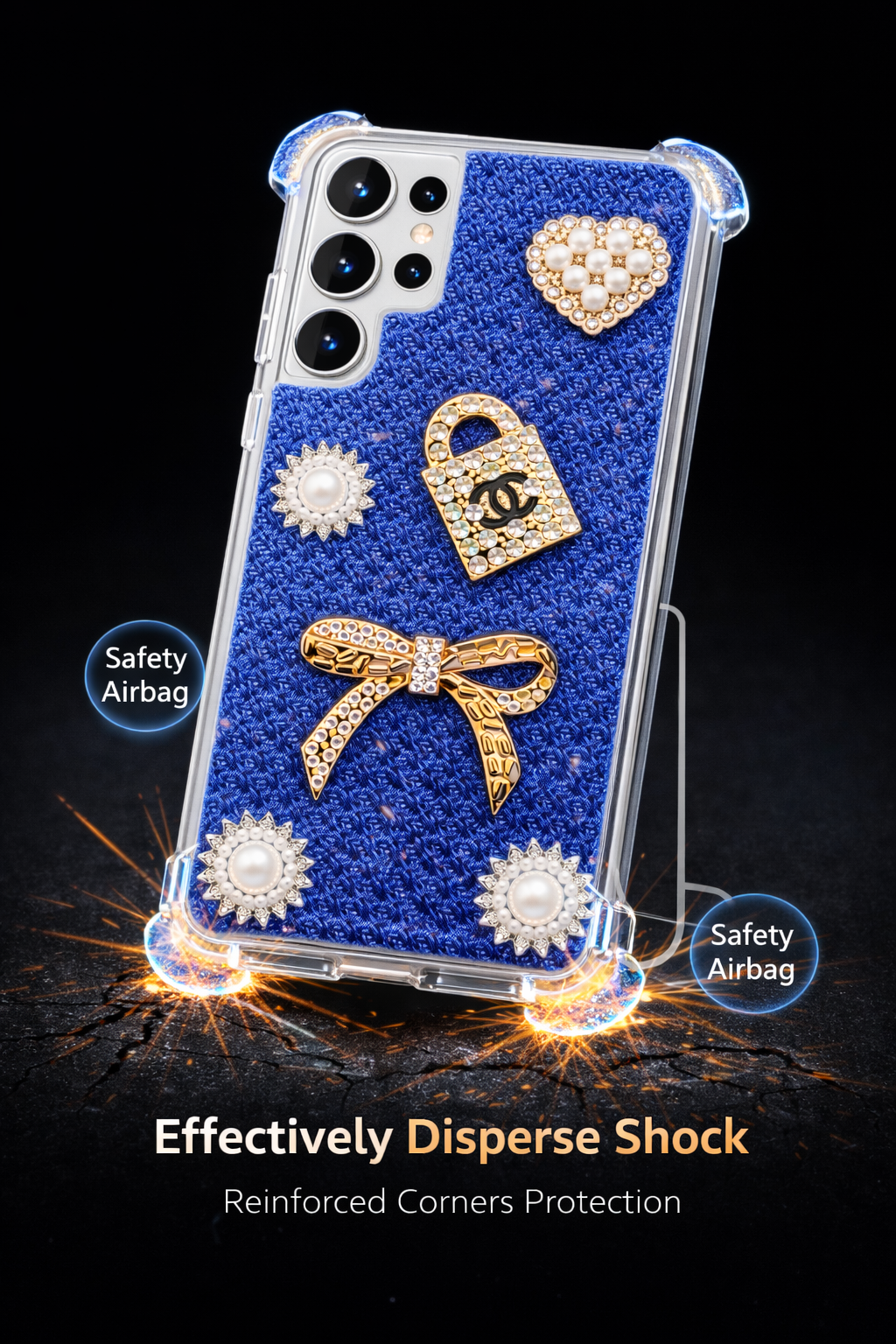Test Alpha Royal Blue Pearl Bow – Luxury Shockproof Case