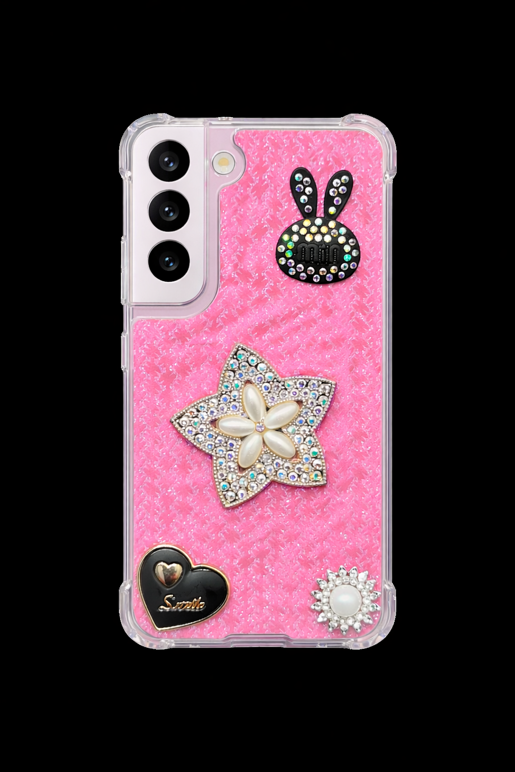 🌸 Pink Crystal Bunny Bloom Case 🌸